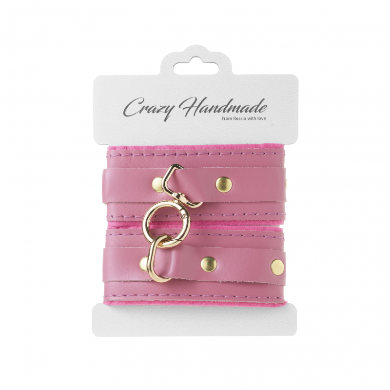 Оковы с внутренней отделкой "Crazy Handmade" розовые, кожа 